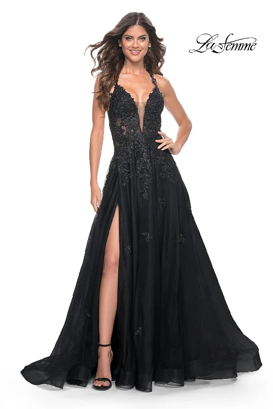 La Femme 32022 A-Line Tulle with Rhinestone