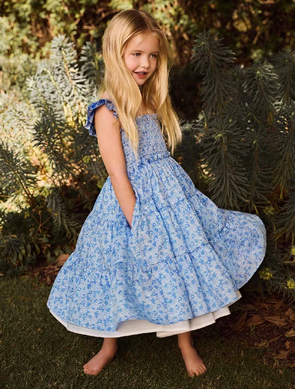 Amelia Shirred Frill Girls Dress