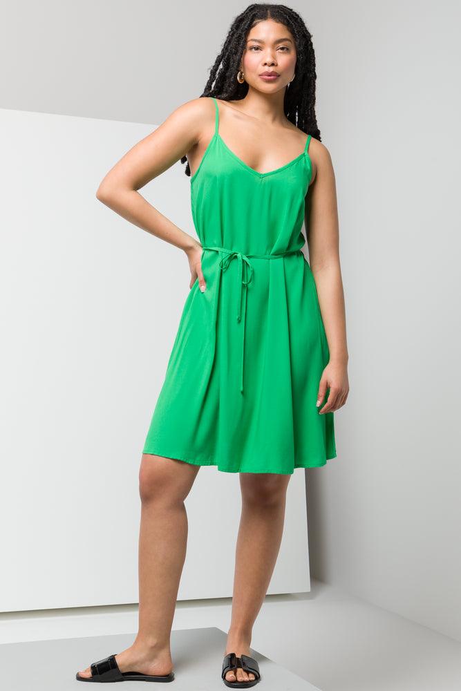 Belted Strappy Dress Bright Green