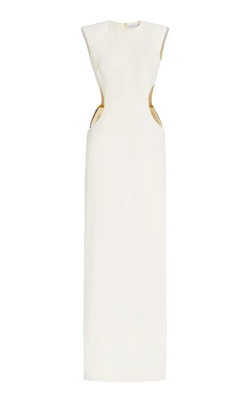 Faith Dress in Ivory Silk Wool Cady