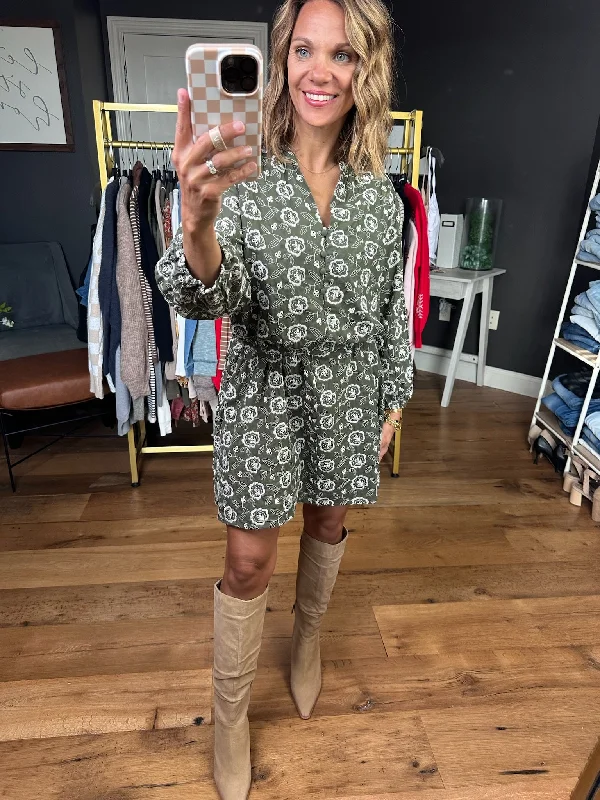 In Due Time Embroidered Dress - Olive