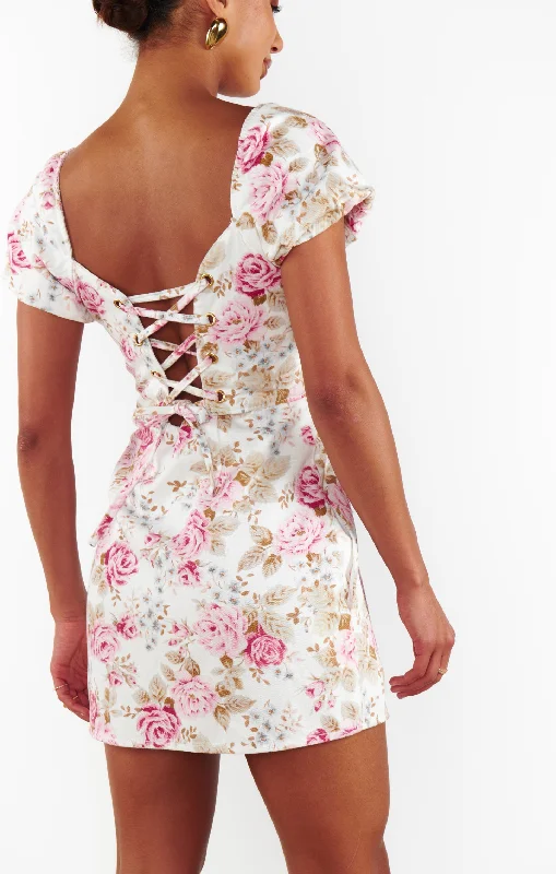 London Lace Up Dress ~ Lovely Roses Denim