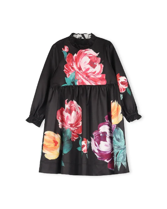 Painted Flower Thin Wool Dress