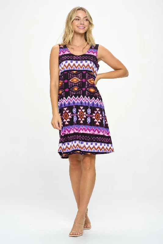 Plus Size Print Missy Tank Dress- 7003BN-TXP1-W407