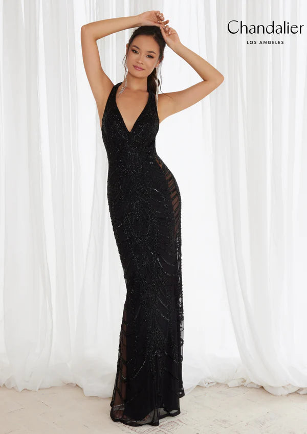 Chandalier 30166 Sequin Halter Dress