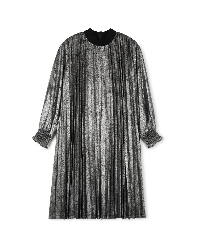 Shimmer Pleated Swing Dress