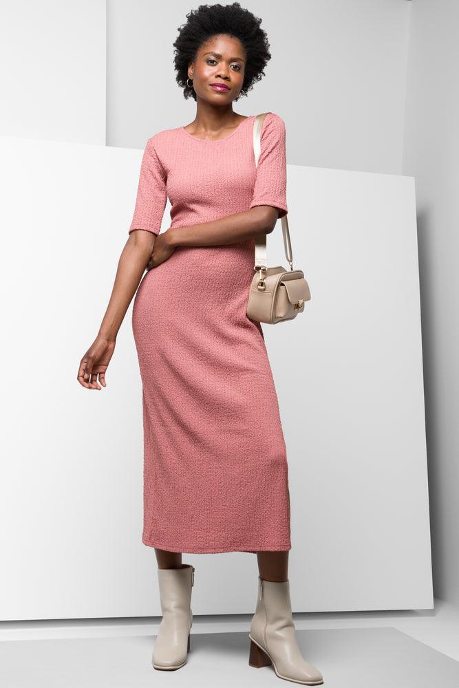 Short Sleeve Column Dress Pink