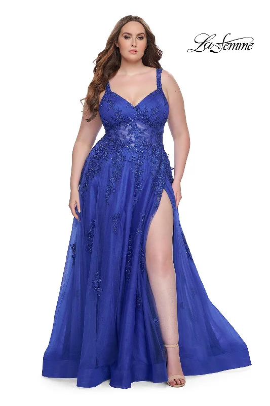 La Femme 31383 Surplice Lace Tulle Gown