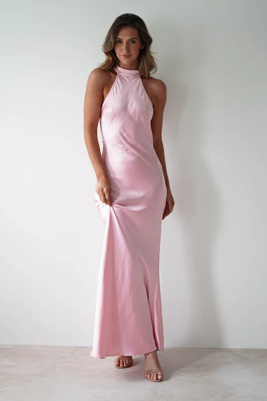 Natalia Soft Satin Maxi Dress | Pink