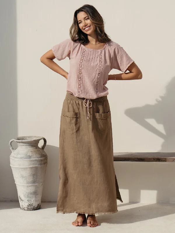 Aurora French Linen Skirt Cinnamon SS/23