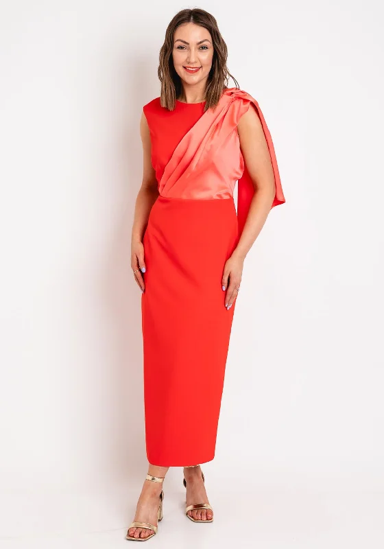 Caroline Kilkenny Stephany Drape Shoulder Dress, Orange