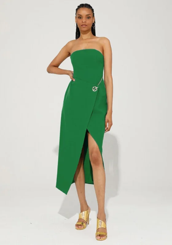 Goa Goa Ella Strapless Chain Wrap Pencil Dress, Green