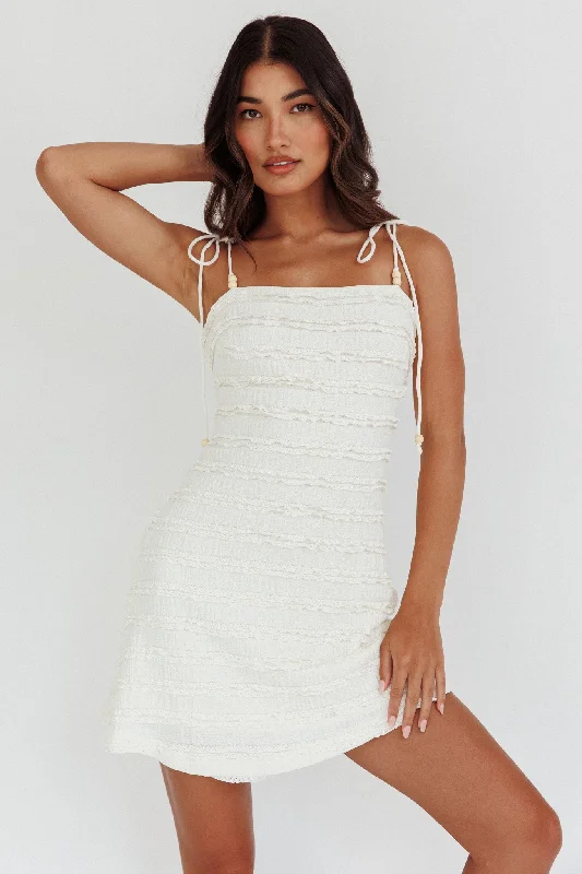 Gracey Frill Tied Shoulder Mini Dress Cream