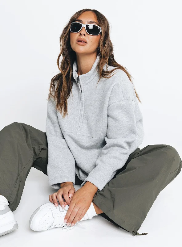 Jaimi Quarter Zip Sweater Grey Marle