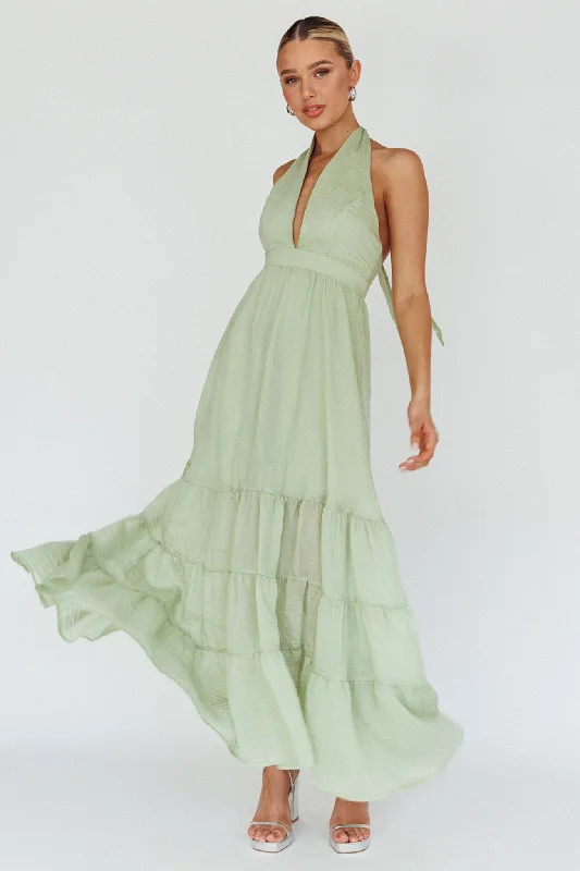 Jalisco Sun Halterneck Maxi Dress Mint