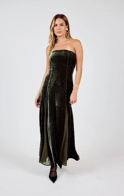 Midnight Oil Strapless Maxi Dress