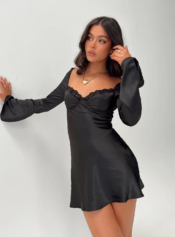 Moniz Long Sleeve Mini Dress Black