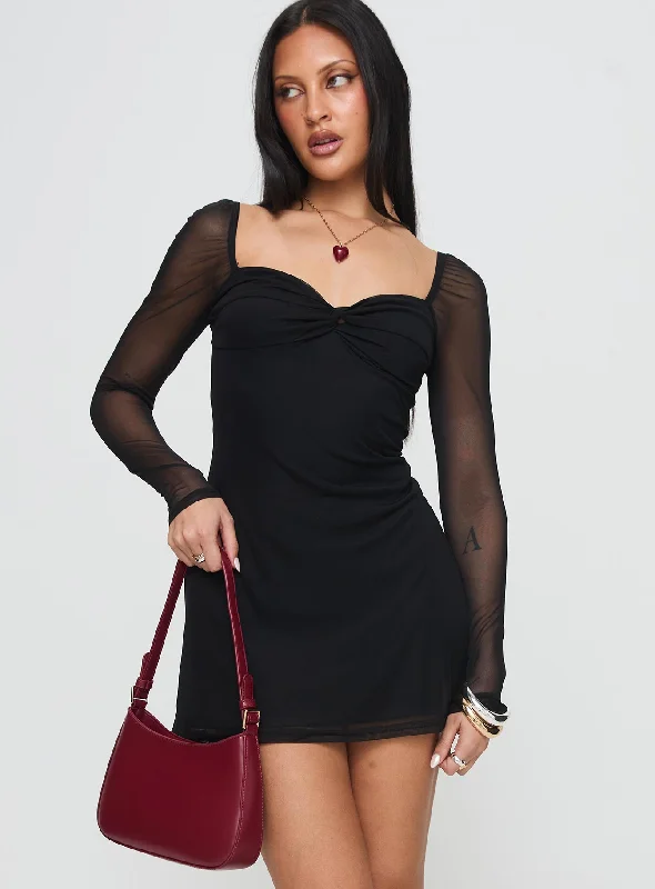 Nexies Long Sleeve Mini Dress Black