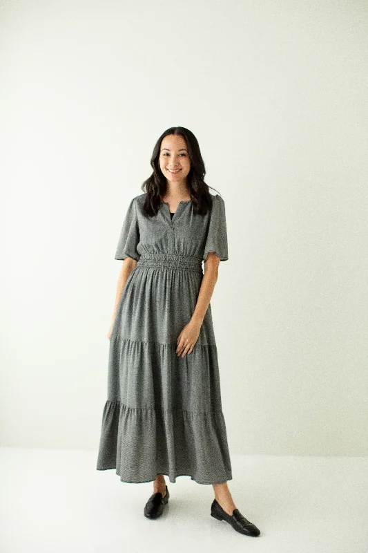 'Prairie' Mini Gingham Tiered Maxi Dress