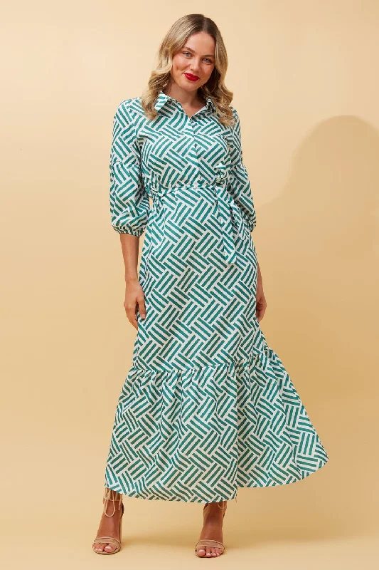 RAINA STRIPE SHIRT MAXI DRESS