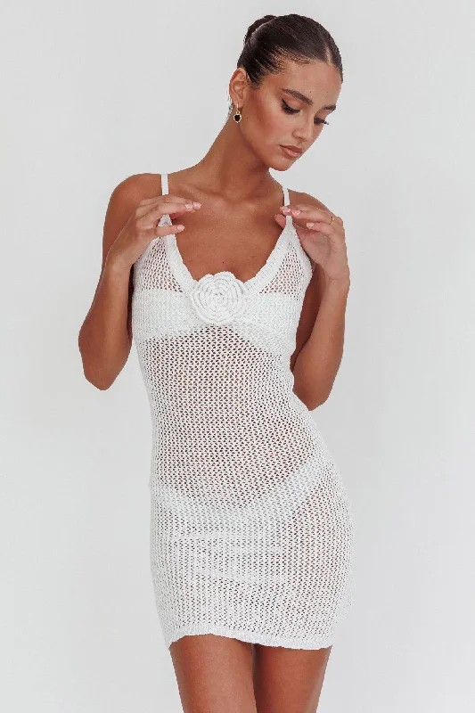 Risk Taker Knit Mini Dress Off White