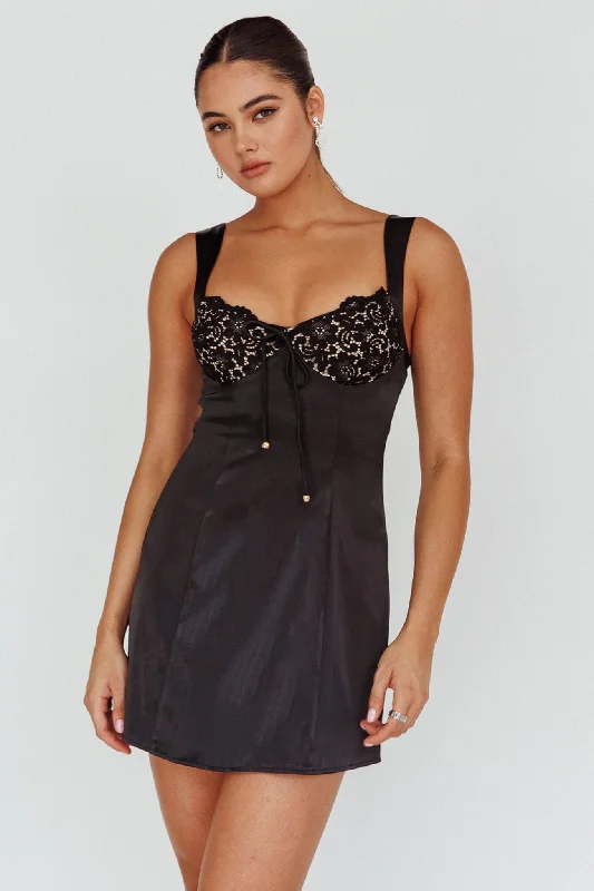 Ti Amo Lace Bust Mini Dress Black