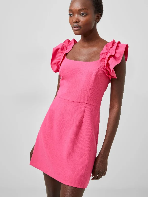 Whisper Sleeveless Ruffle Shoulder Dress