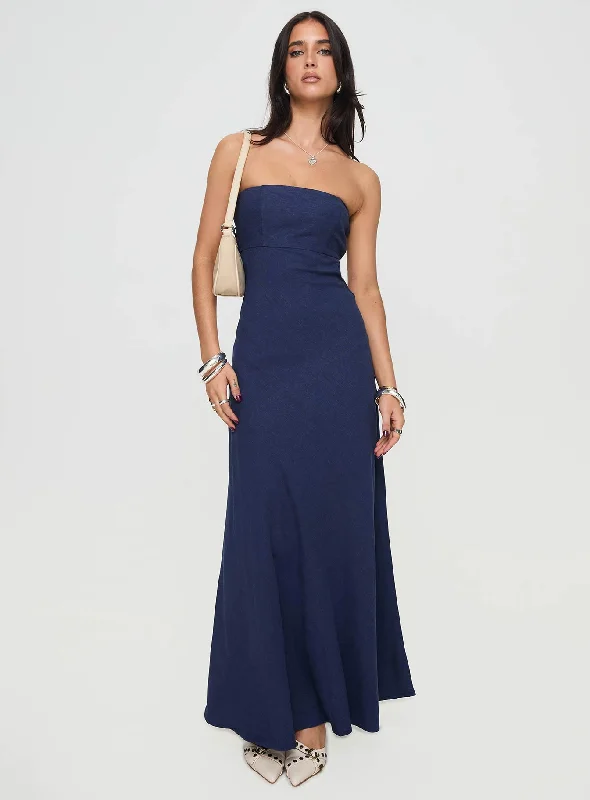 Yahir Strapless Maxi Dress Navy